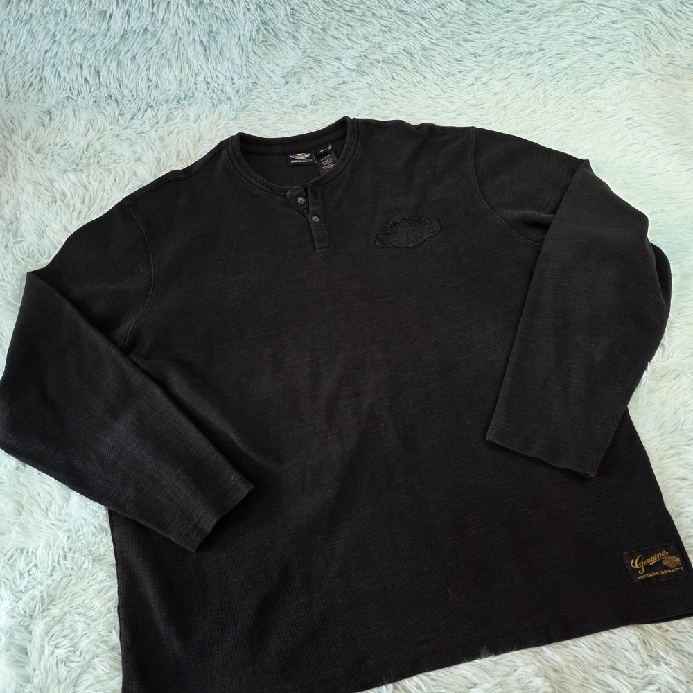 Harley-Davidson Genuine Motorclothes Black Thermal Henley Shirt 2XL